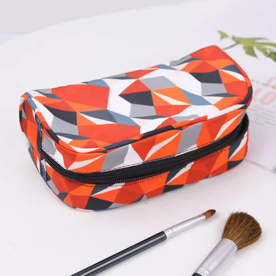 Custom Logo RPET Polyester Makeup Storage Pouch Fashion Cosmetic Bag with Zipper